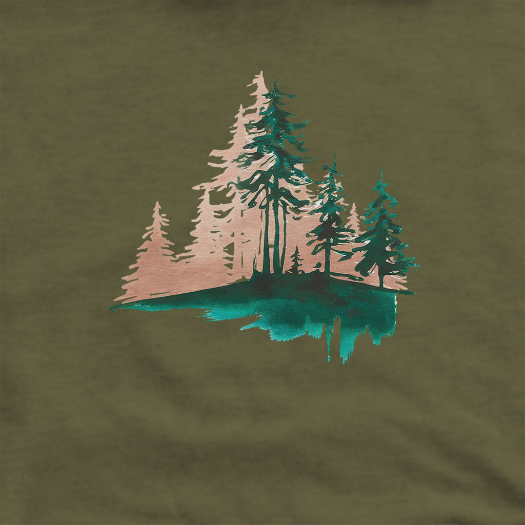 Watercolor Pine Tree Sunrise Hoodie