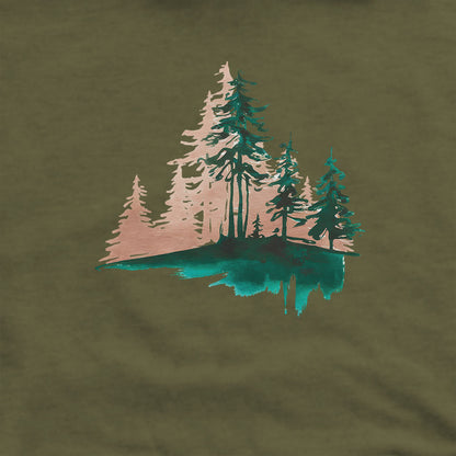 Watercolor Pine Tree Sunrise Hoodie