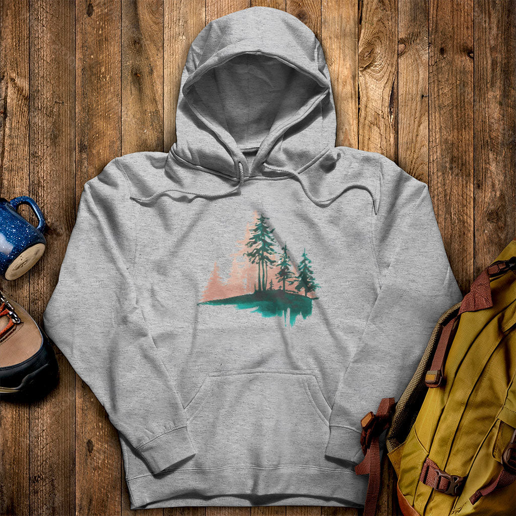 Watercolor Pine Tree Sunrise Hoodie