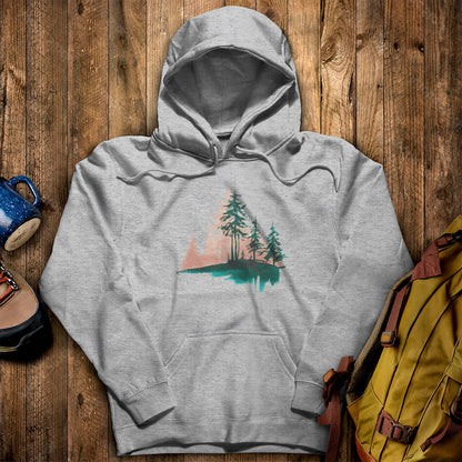 Watercolor Pine Tree Sunrise Hoodie