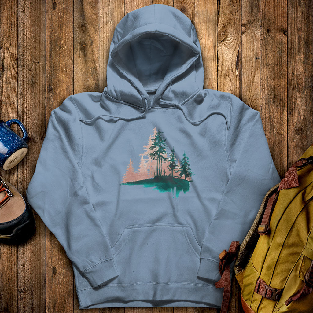Watercolor Pine Tree Sunrise Hoodie