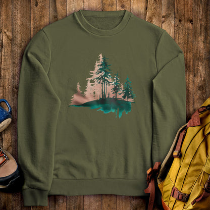 Watercolor Pine Tree Sunrise Crewneck Sweatshirt