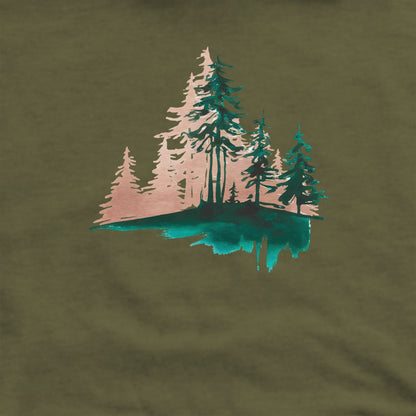 Watercolor Pine Tree Sunrise Crewneck Sweatshirt