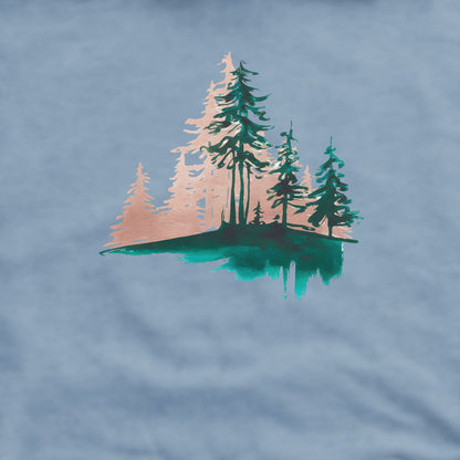 Watercolor Pine Tree Sunrise Crewneck Sweatshirt