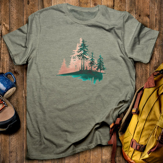 Watercolor Pine Tree Sunrise T-Shirt