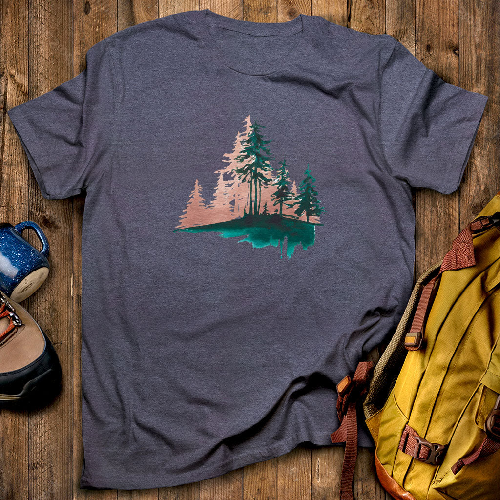 Watercolor Pine Tree Sunrise T-Shirt