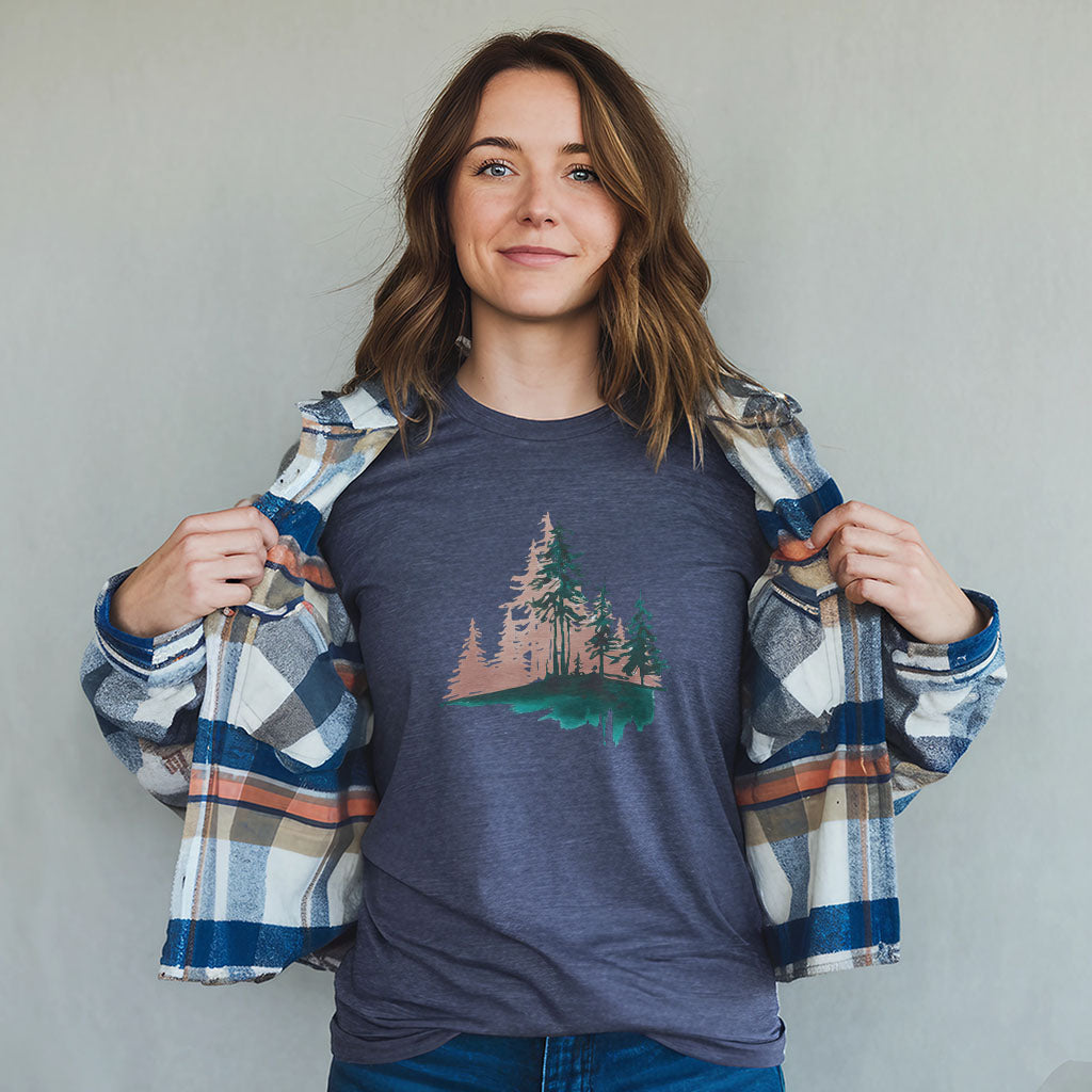 Watercolor Pine Tree Sunrise T-Shirt