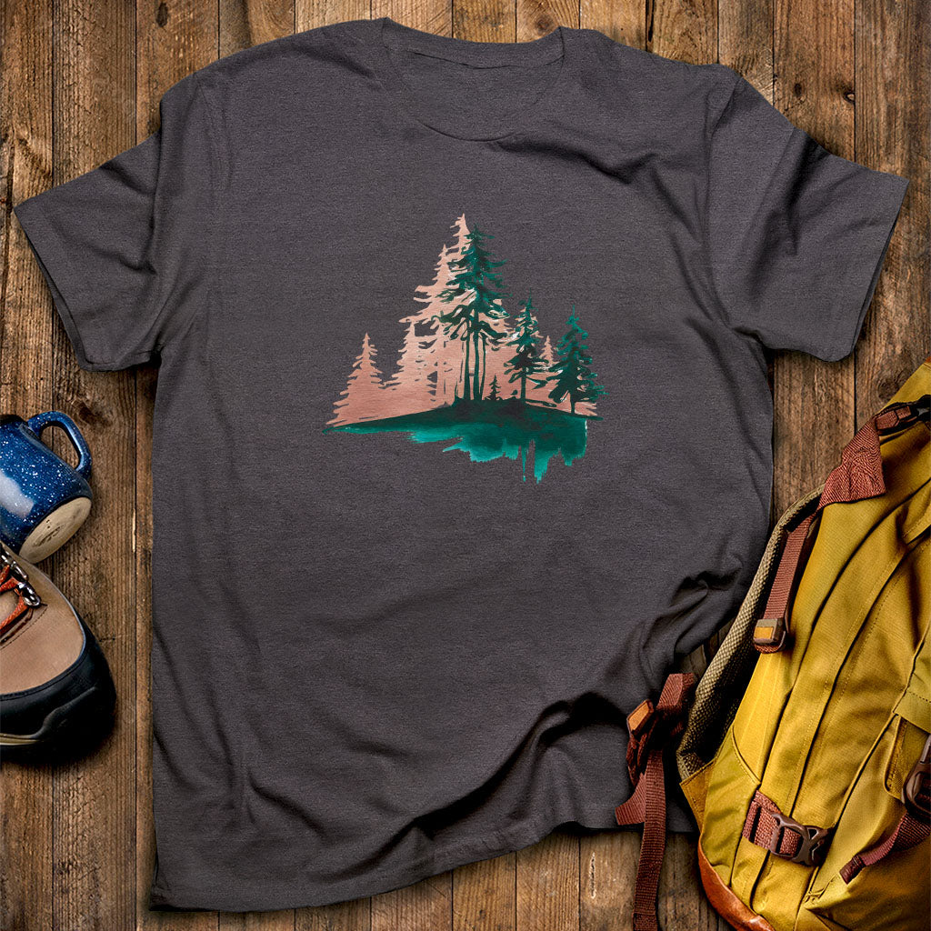 Watercolor Pine Tree Sunrise T-Shirt