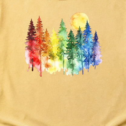 Watercolor Rainbow Forest Cotton T-Shirt