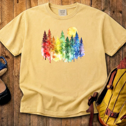 Watercolor Rainbow Forest Cotton T-Shirt