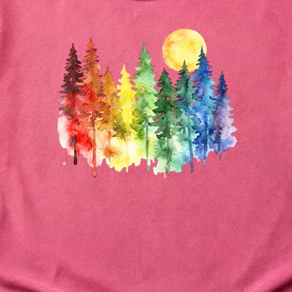 Watercolor Rainbow Forest Cotton T-Shirt