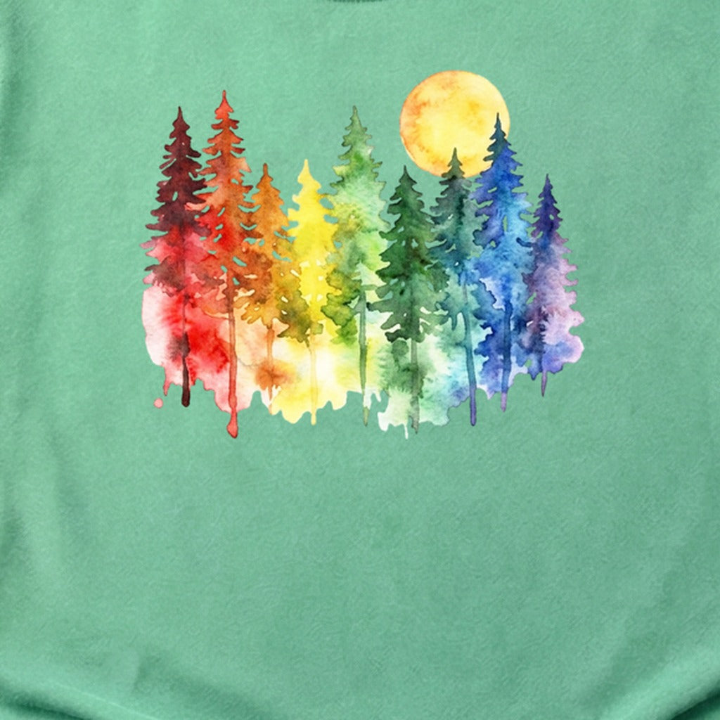 Watercolor Rainbow Forest Cotton T-Shirt