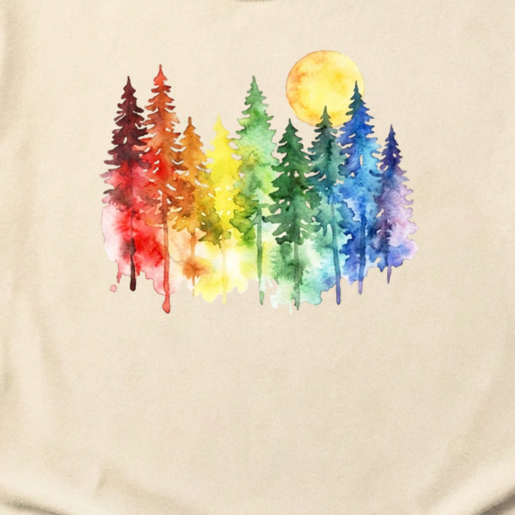 Watercolor Rainbow Forest Cotton T-Shirt