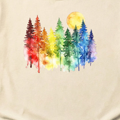 Watercolor Rainbow Forest Cotton T-Shirt