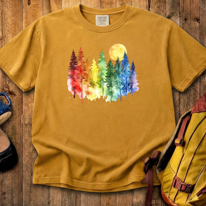 Watercolor Rainbow Forest Cotton T-Shirt