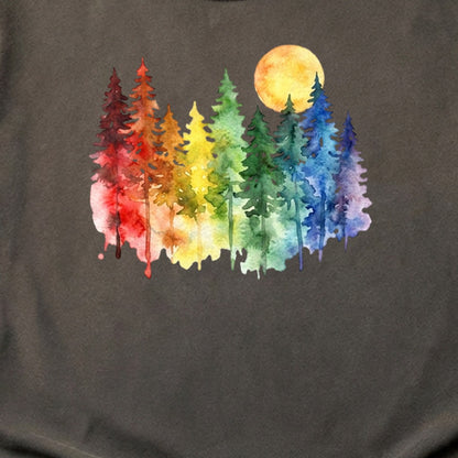 Watercolor Rainbow Forest Cotton T-Shirt