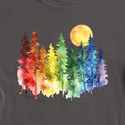 Watercolor Rainbow Forest Crewneck Sweatshirt
