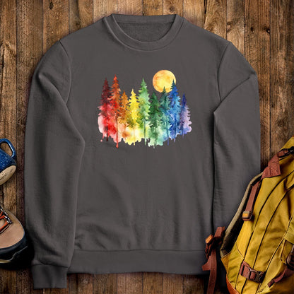 Watercolor Rainbow Forest Crewneck Sweatshirt