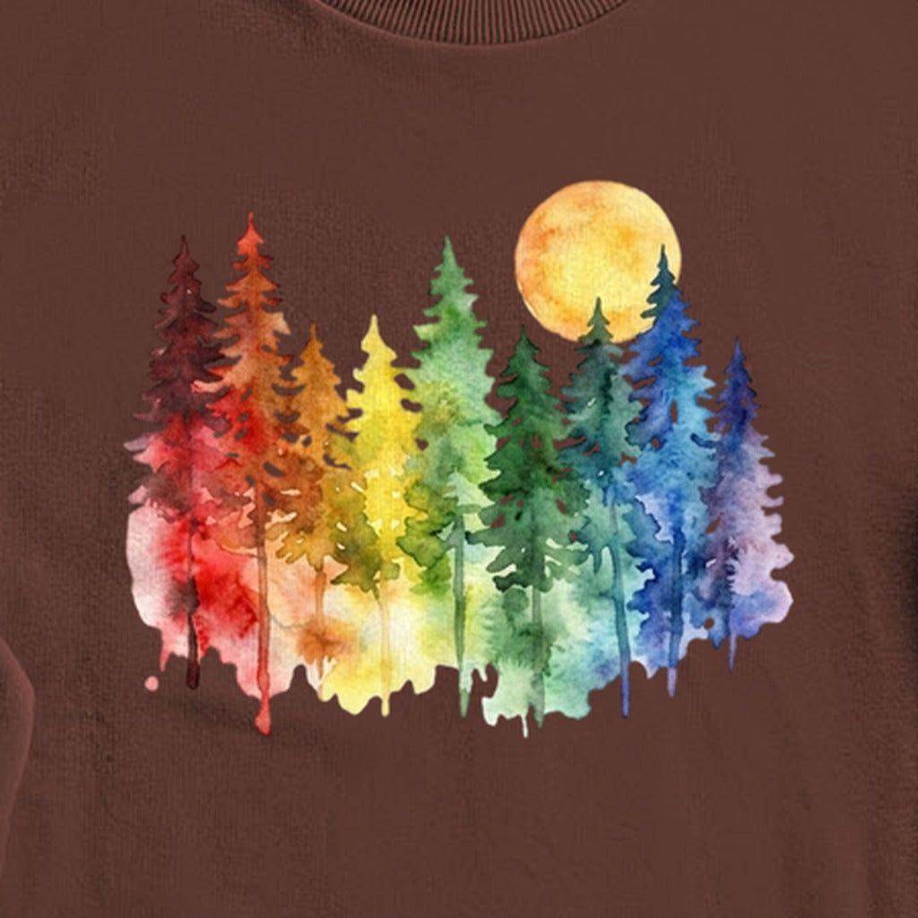 Watercolor Rainbow Forest Crewneck Sweatshirt