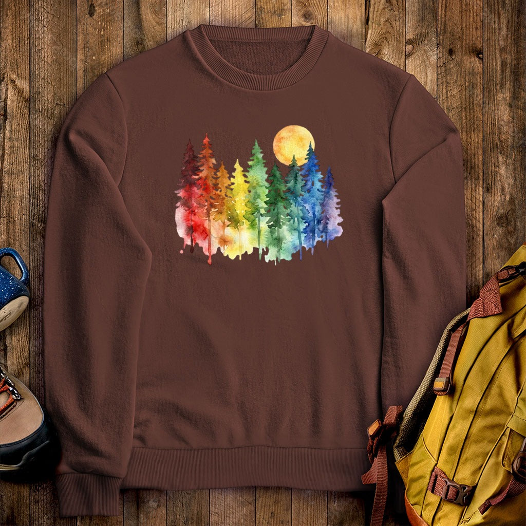 Watercolor Rainbow Forest Crewneck Sweatshirt
