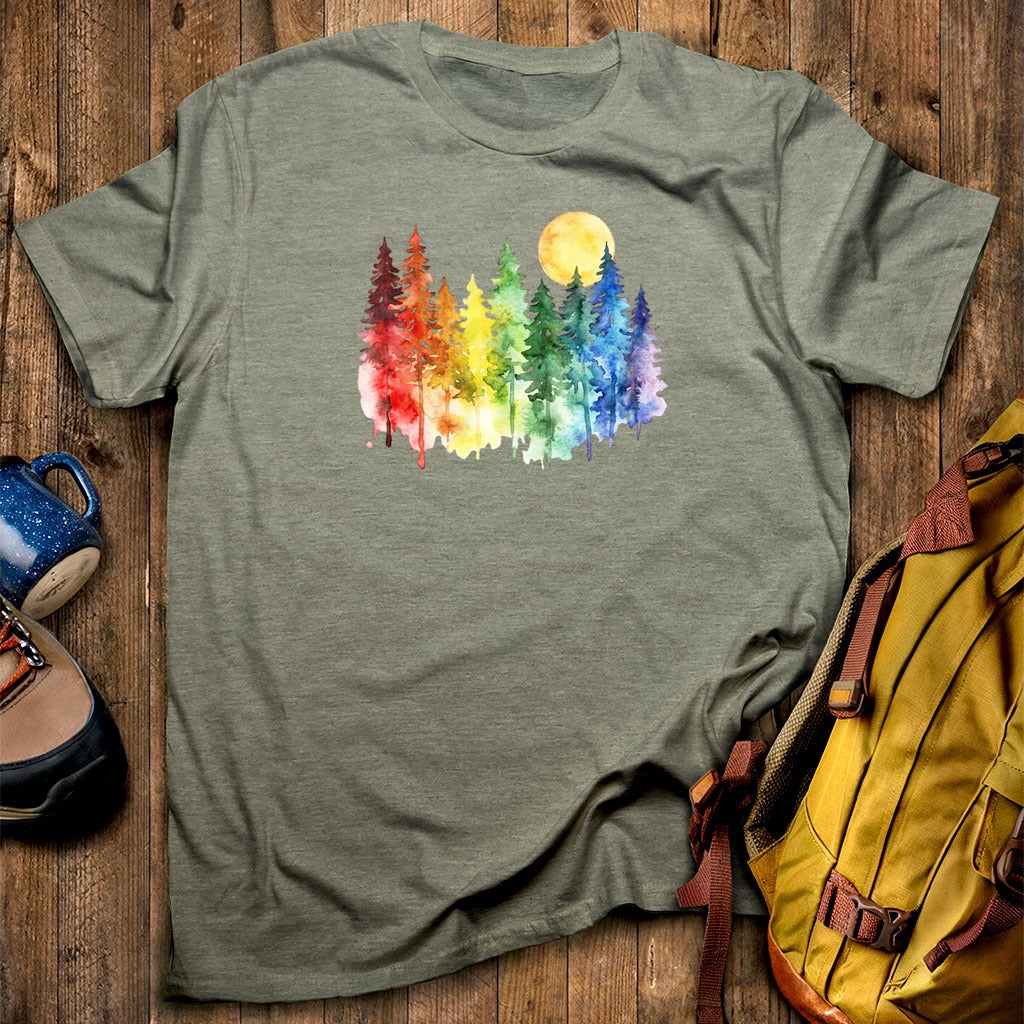 Watercolor Rainbow Forest T-Shirt