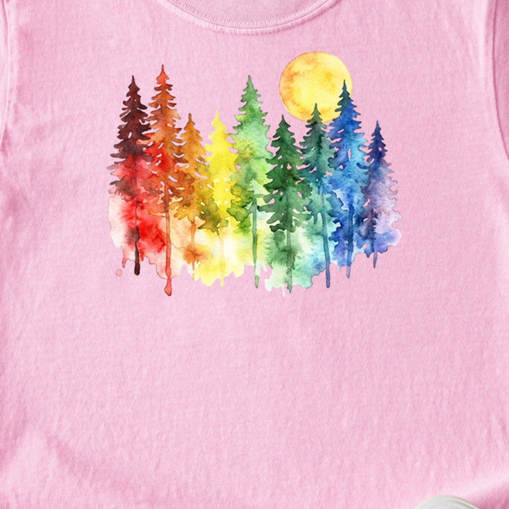 Watercolor Rainbow Forest Kids Cotton T-Shirt