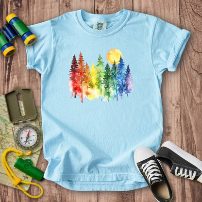 Watercolor Rainbow Forest Kids Cotton T-Shirt