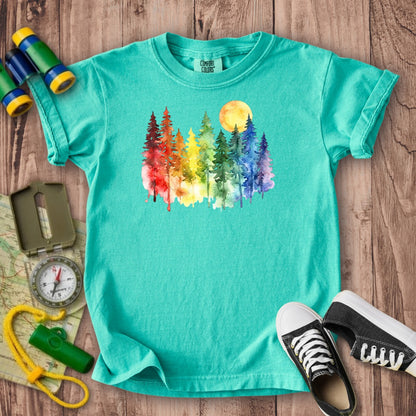 Watercolor Rainbow Forest Kids Cotton T-Shirt