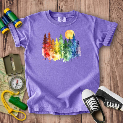 Watercolor Rainbow Forest Kids Cotton T-Shirt