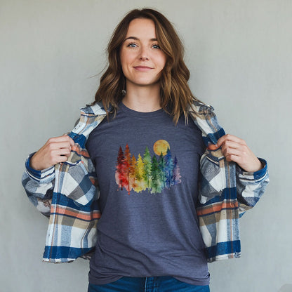 Watercolor Rainbow Forest T-Shirt