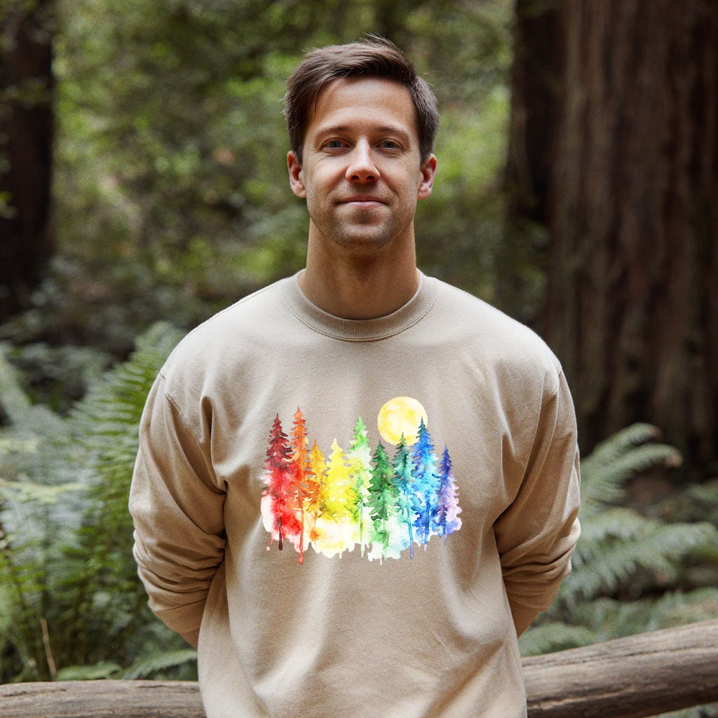 Watercolor Rainbow Forest Crewneck Sweatshirt