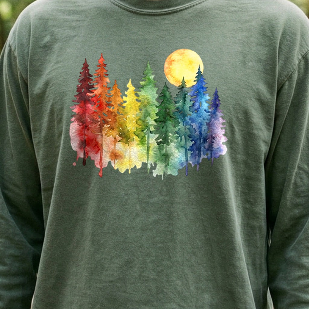 Watercolor Rainbow Forest Premium Long Sleeve