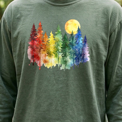 Watercolor Rainbow Forest Premium Long Sleeve