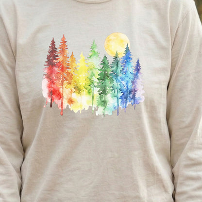 Watercolor Rainbow Forest Premium Long Sleeve