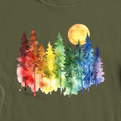 Watercolor Rainbow Forest Crewneck Sweatshirt