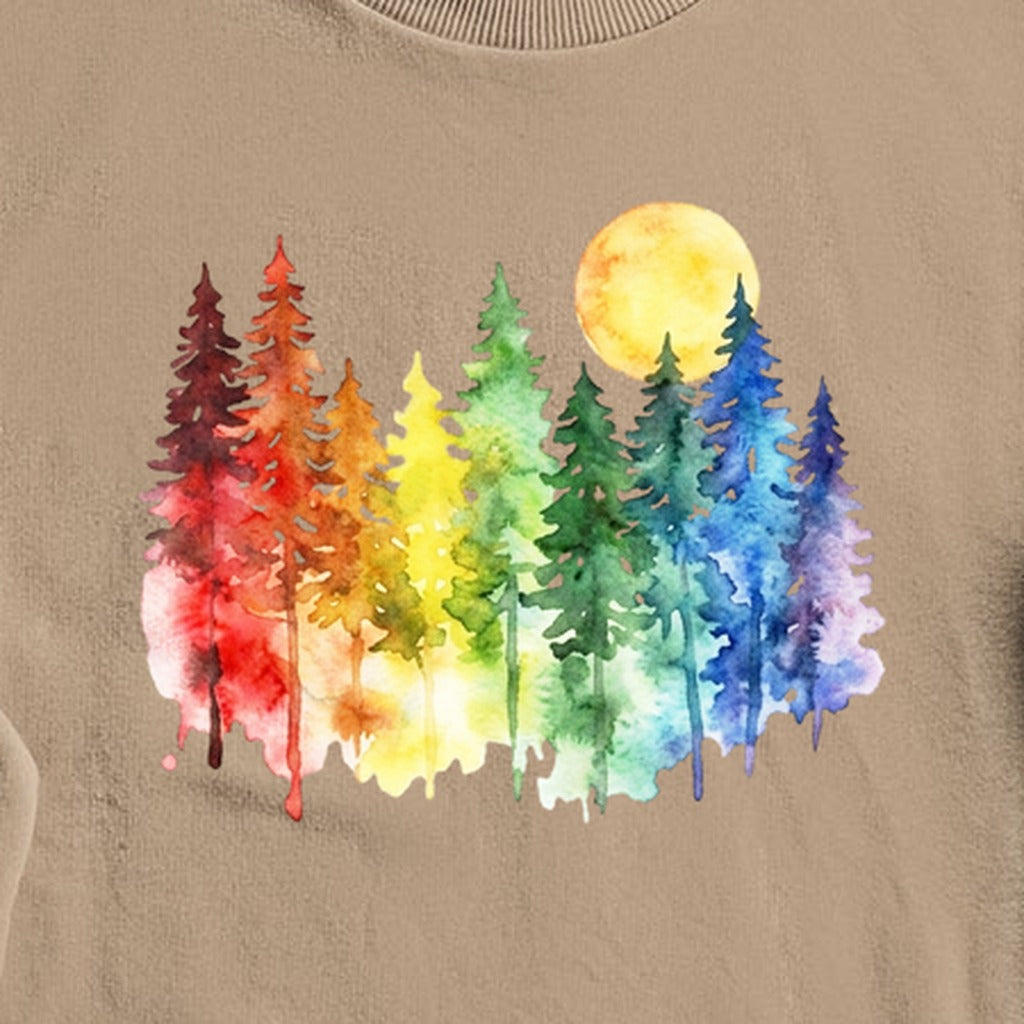 Watercolor Rainbow Forest Crewneck Sweatshirt
