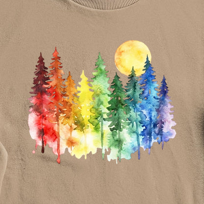 Watercolor Rainbow Forest Crewneck Sweatshirt