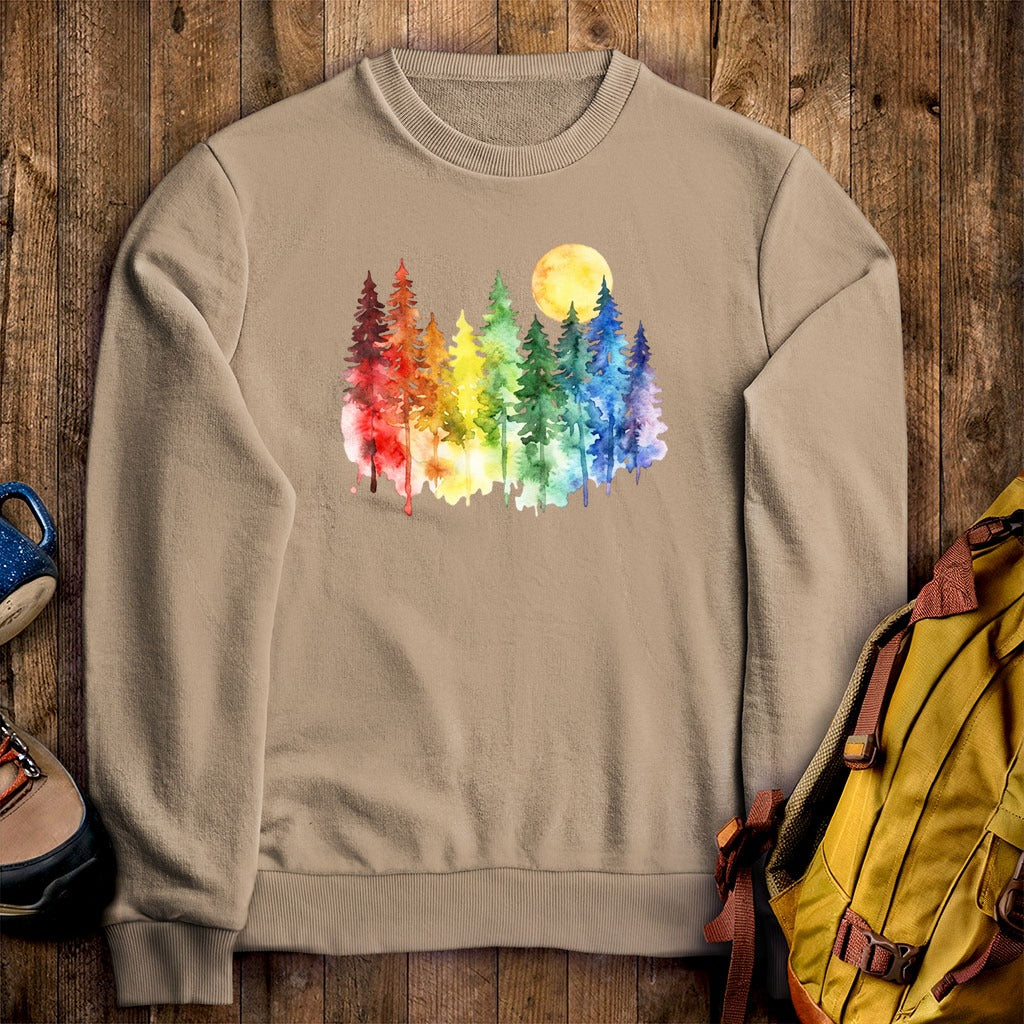 Watercolor Rainbow Forest Crewneck Sweatshirt