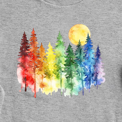 Watercolor Rainbow Forest Crewneck Sweatshirt