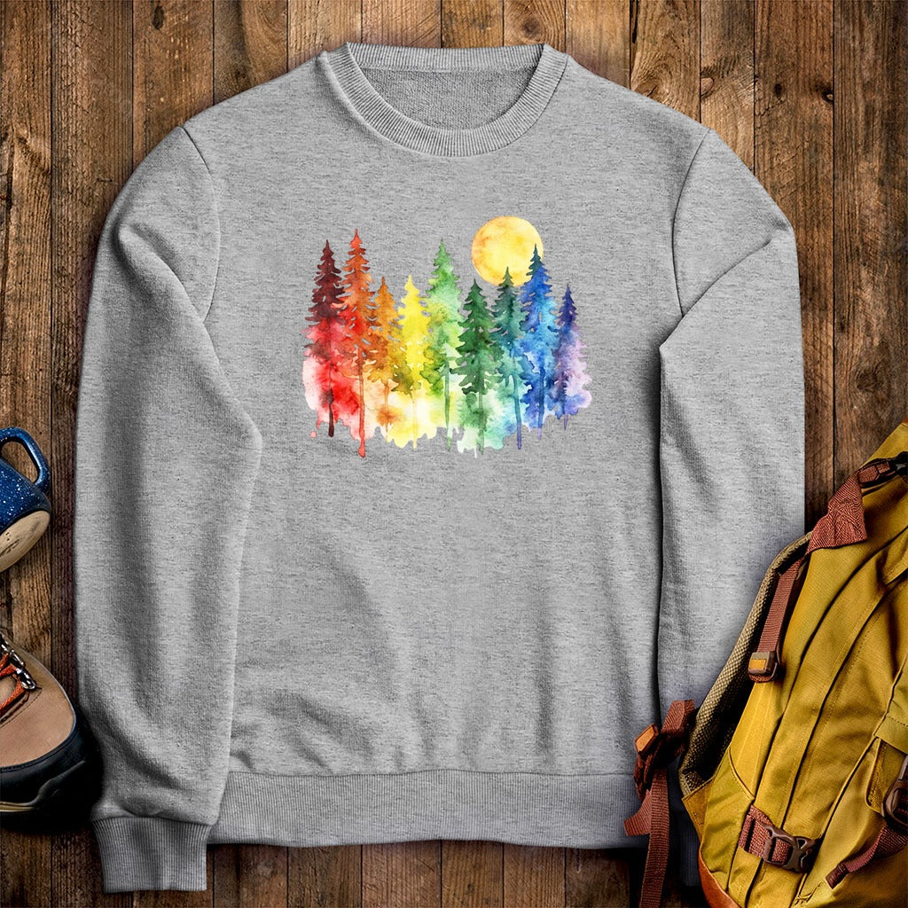 Watercolor Rainbow Forest Crewneck Sweatshirt