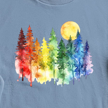 Watercolor Rainbow Forest Crewneck Sweatshirt