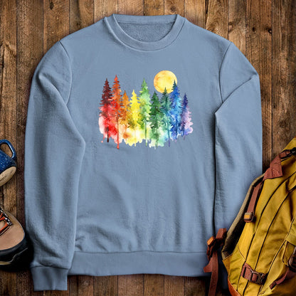 Watercolor Rainbow Forest Crewneck Sweatshirt