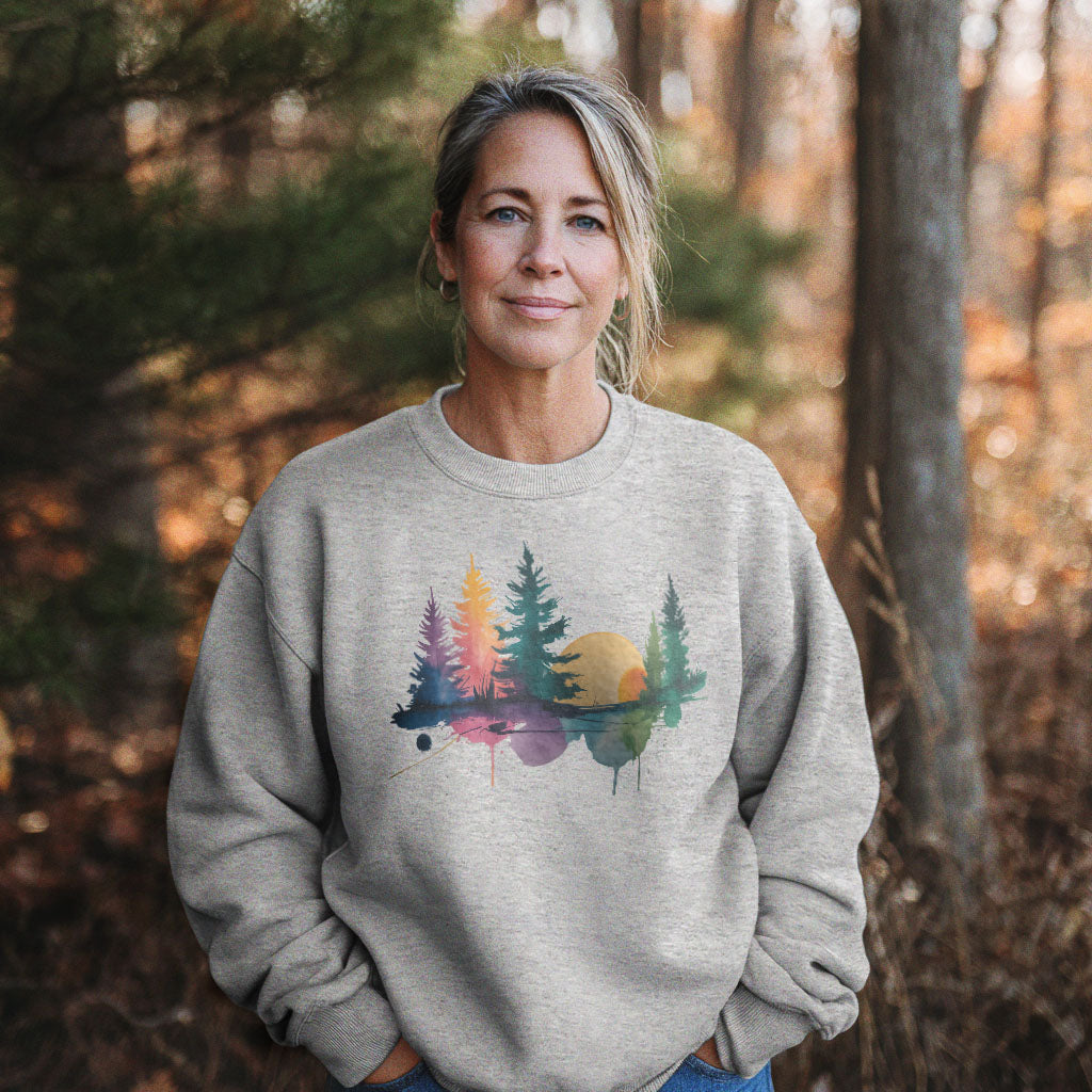 Watercolor Forest Crewneck Sweatshirt