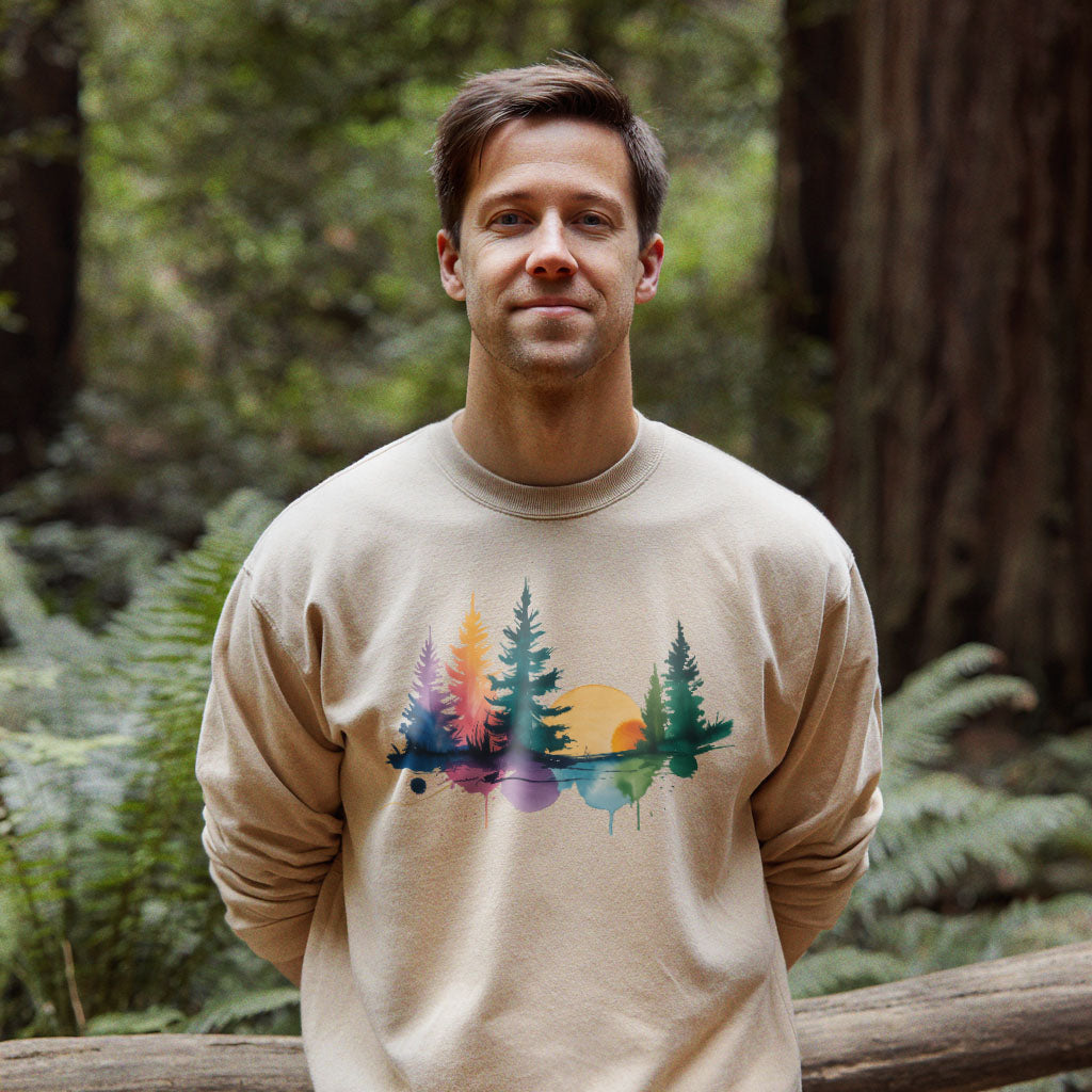 Watercolor Forest Crewneck Sweatshirt