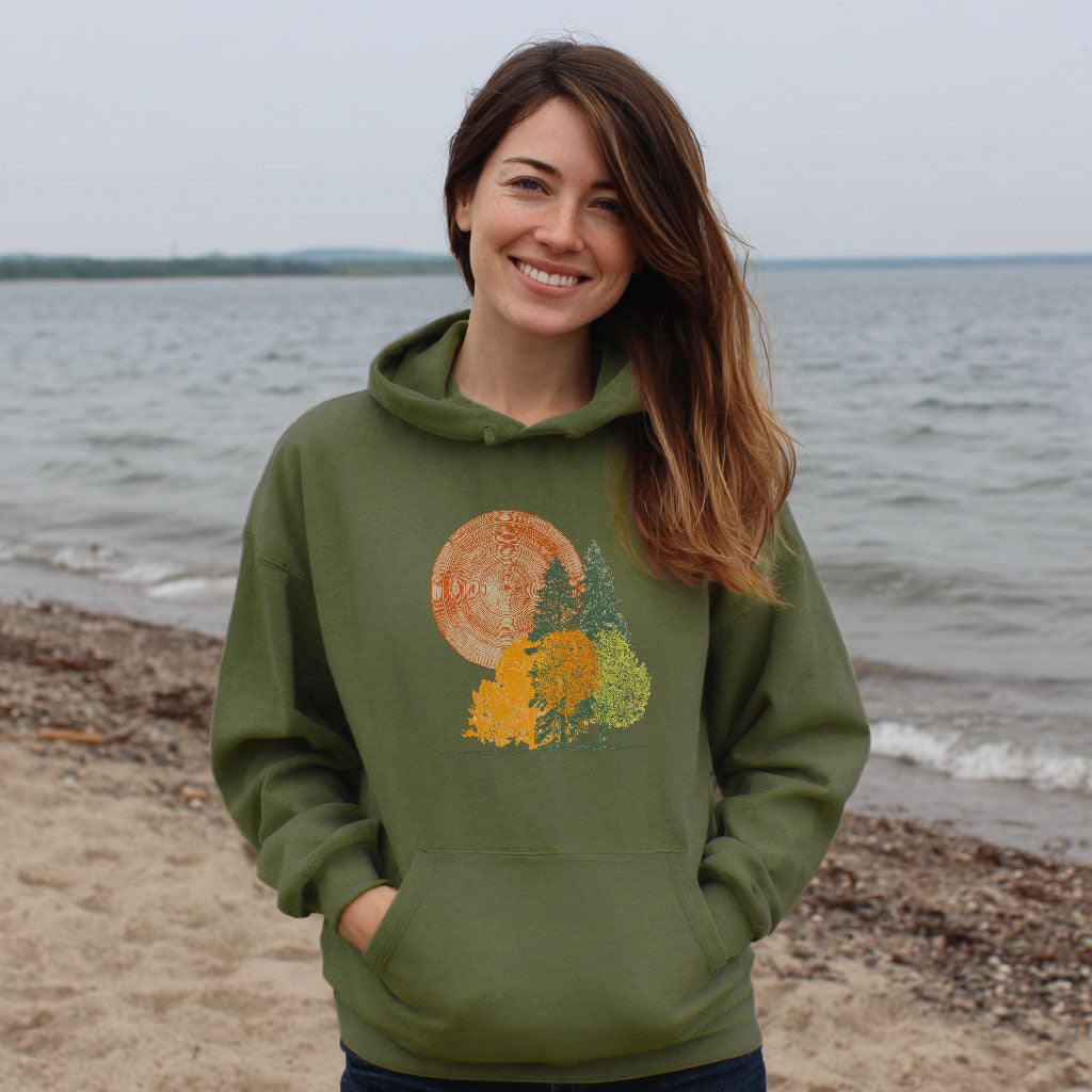 Woodcut Stamped Forest Hoodie