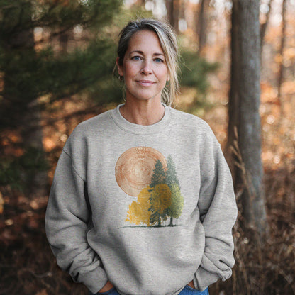 Woodcut Stamped Forest Crewneck Sweatshirt