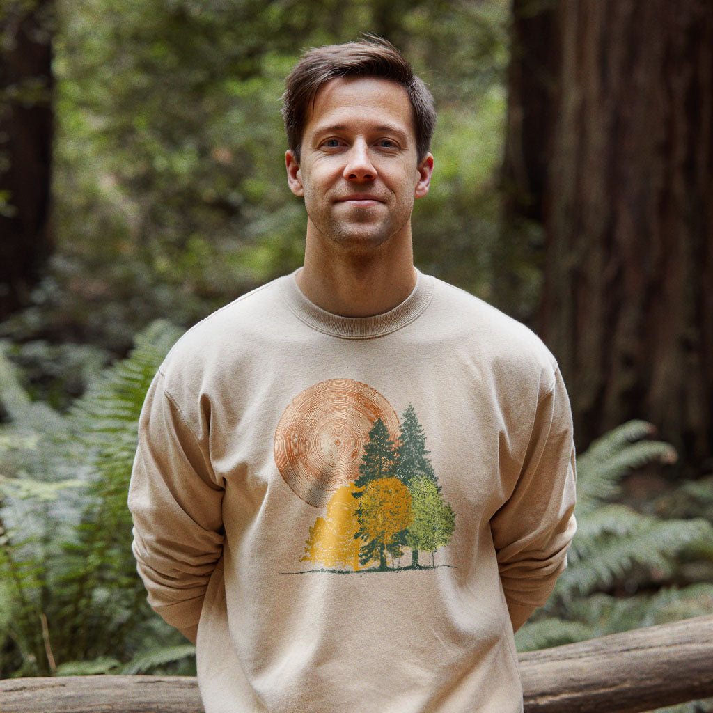 Woodcut Stamped Forest Crewneck Sweatshirt