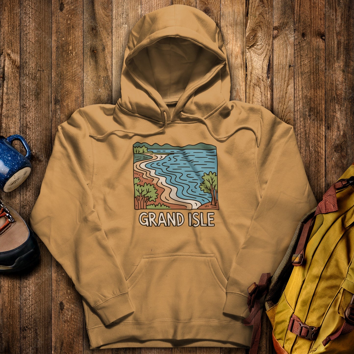 Grand Isle State Park Hoodie Mustard Adventure and Outdoors Themed Hoodie