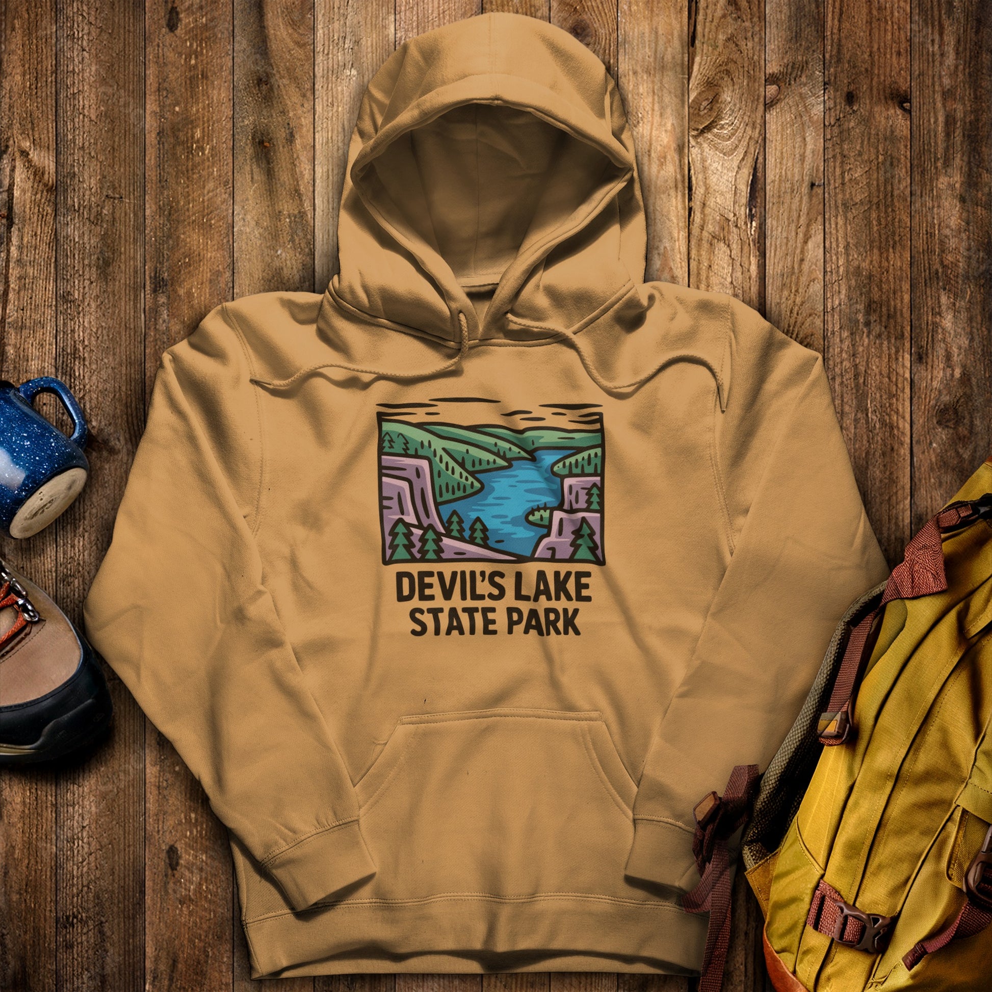 Devil’s Lake State Park Hoodie Mustard Adventure and Outdoors Themed Hoodie