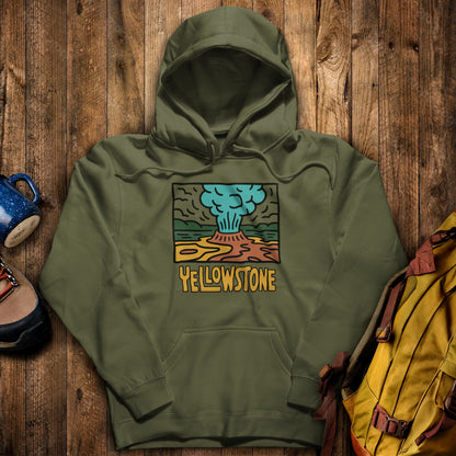 Yellowstone National Park Hoodie Military Green Adventure and Outdoors Themed Hoodie